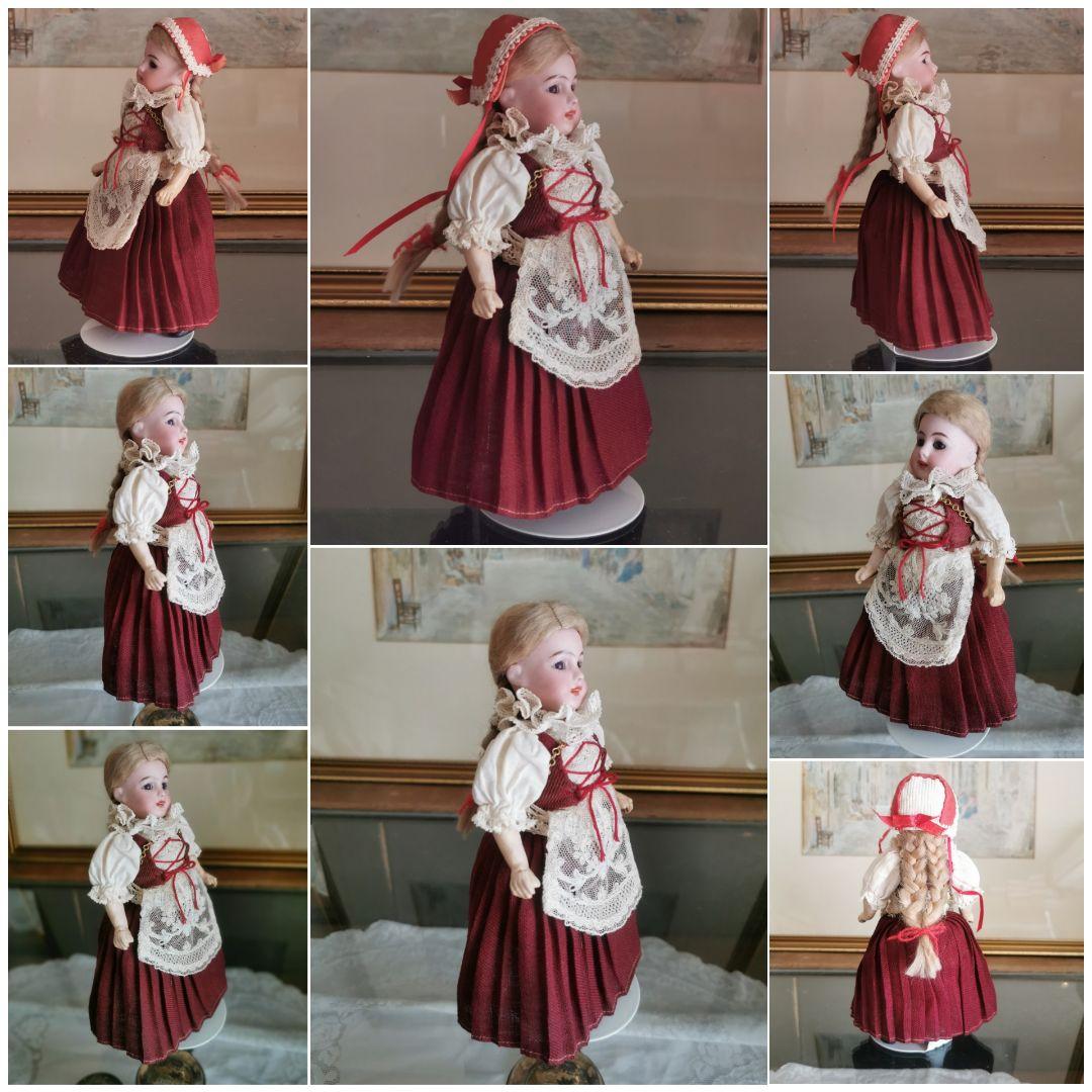 アンティークビスクドール シモンハルビック ハイジ１号紫茶ガラスアイ チロル衣装