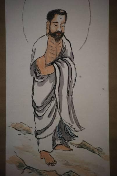 真作/吾念/釈迦下山画賛/布袋屋掛軸HD-176