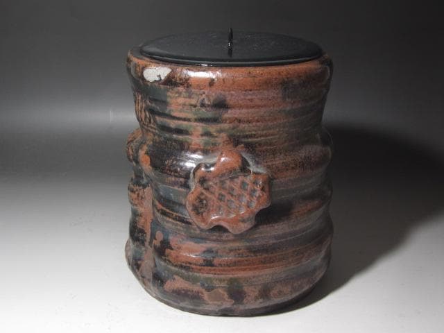 ★古瀬戸　耳付水指　裏千家十代認徳斎　裏千家十五代鵬雲追書がございます★x406