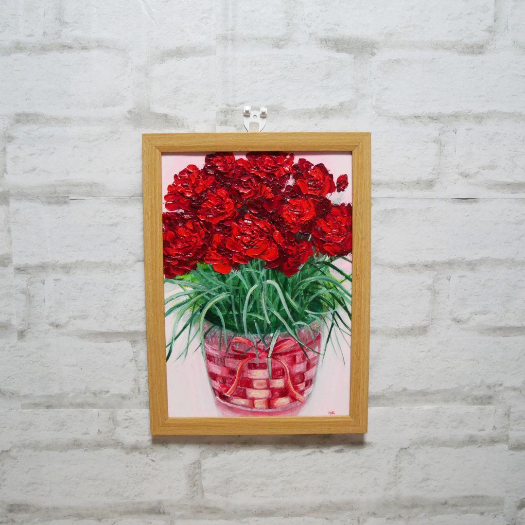 油絵 絵画 【赤いカーネーション】
