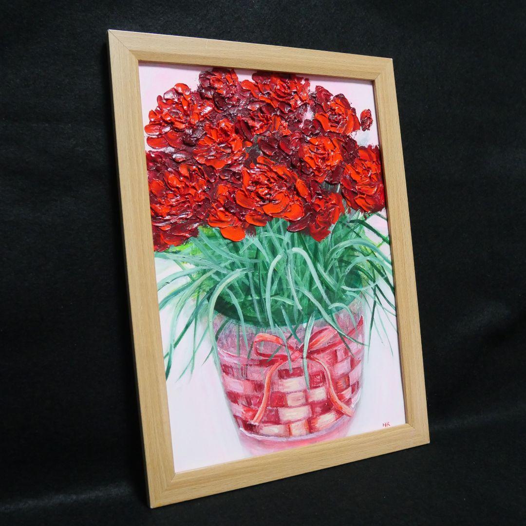 油絵 絵画 【赤いカーネーション】