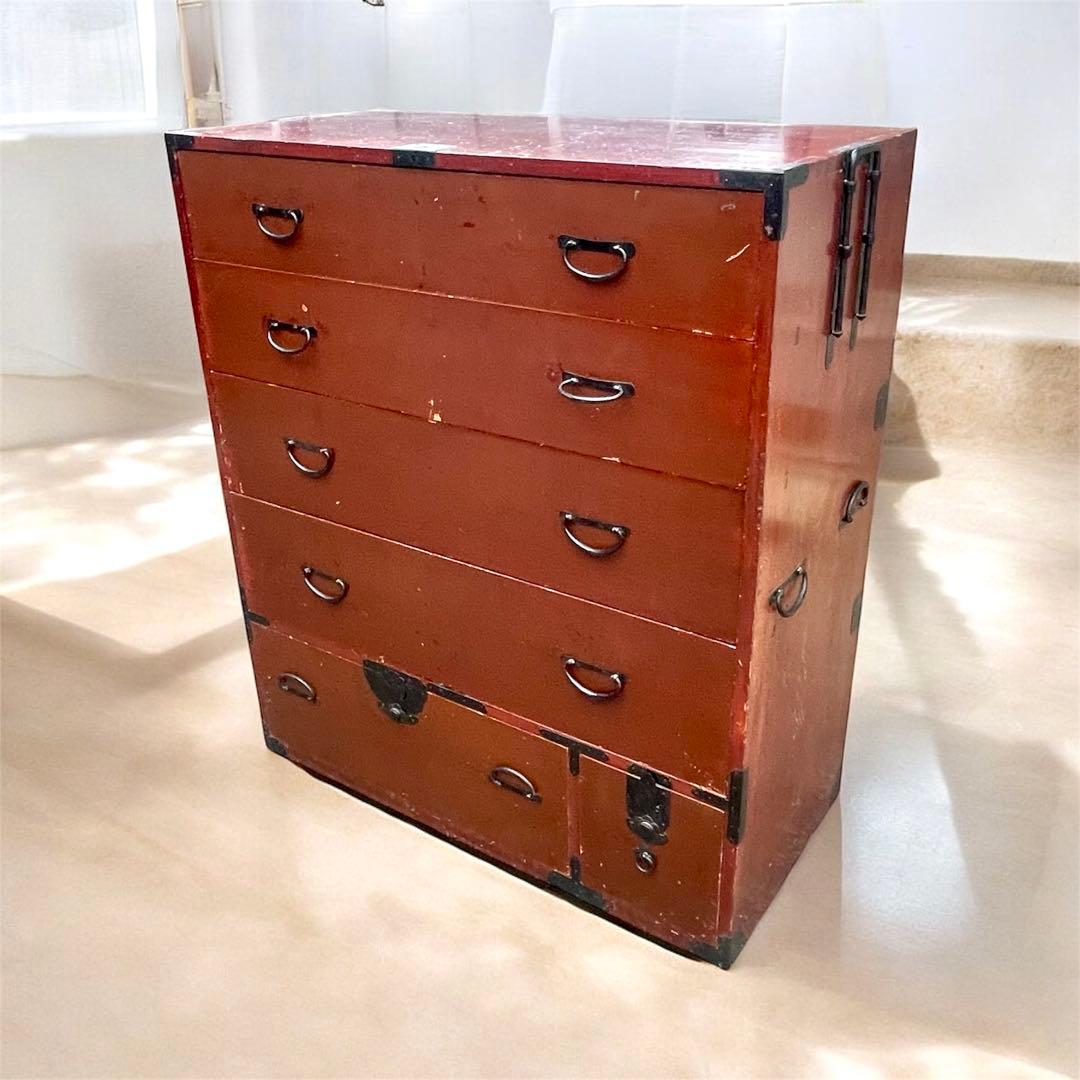時代箪笥　五段　収納家具　アンティーク 大正　昭和家具