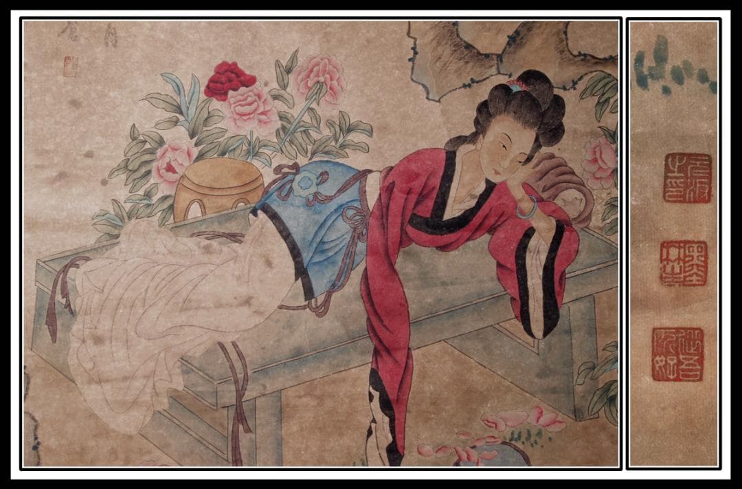 【骨董掛け軸】人物図 中国　清時代 肉筆保證 掛け軸 AK608A12-2