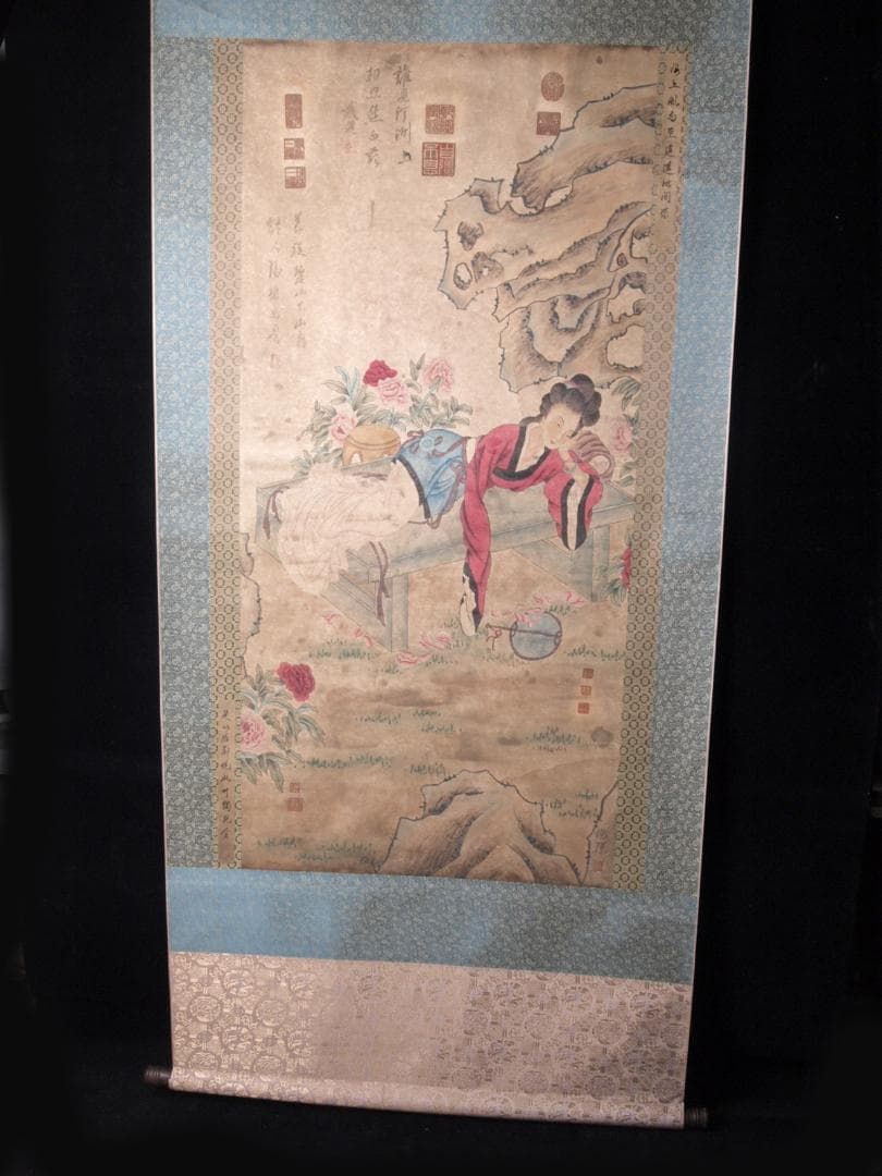 【骨董掛け軸】人物図 中国　清時代 肉筆保證 掛け軸 AK608A12-2