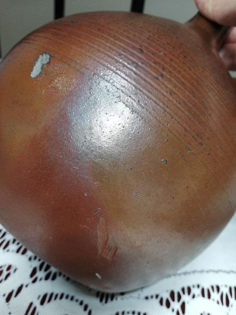 古備前 金彩一升徳利 江戸末期木村の作 備前焼 古美術品 骨董品 窯印 酒器