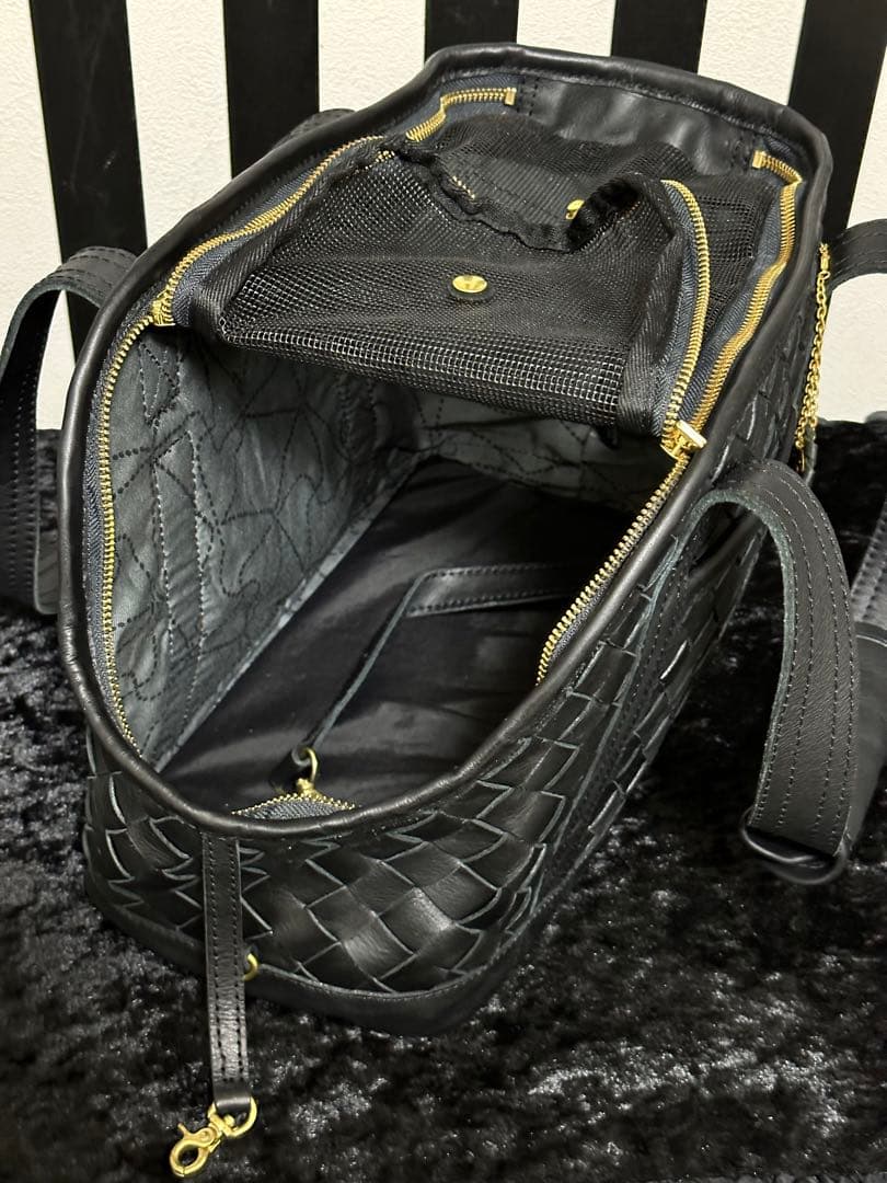 メッシュレザーペットキャリーバッグ