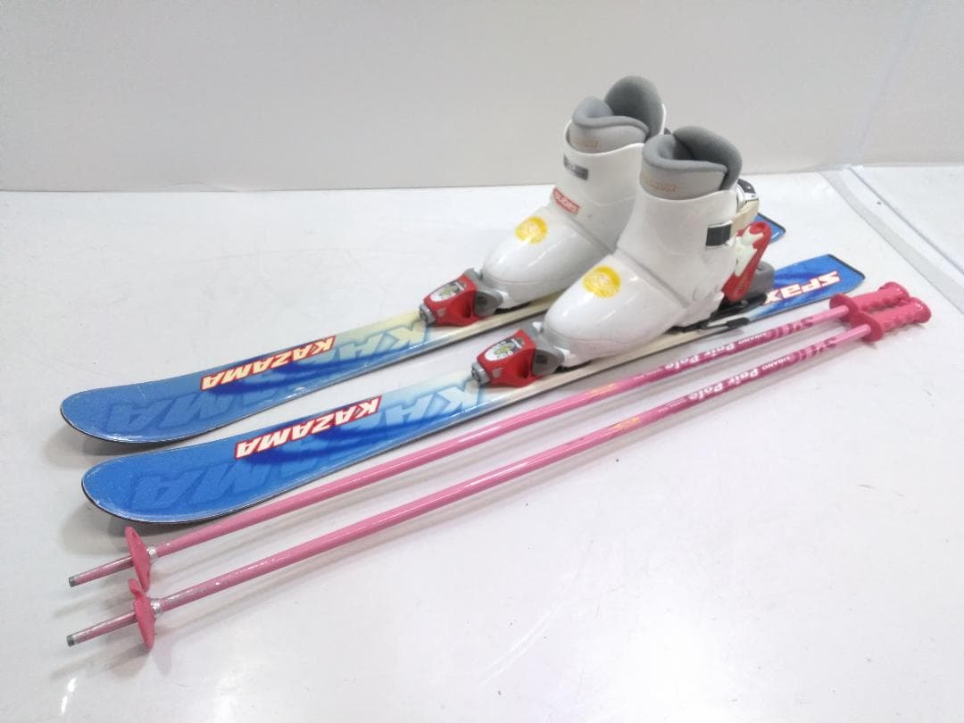 キッズジュニアスキー4点セット カザマ 100cm ブーツ 22cm ◇