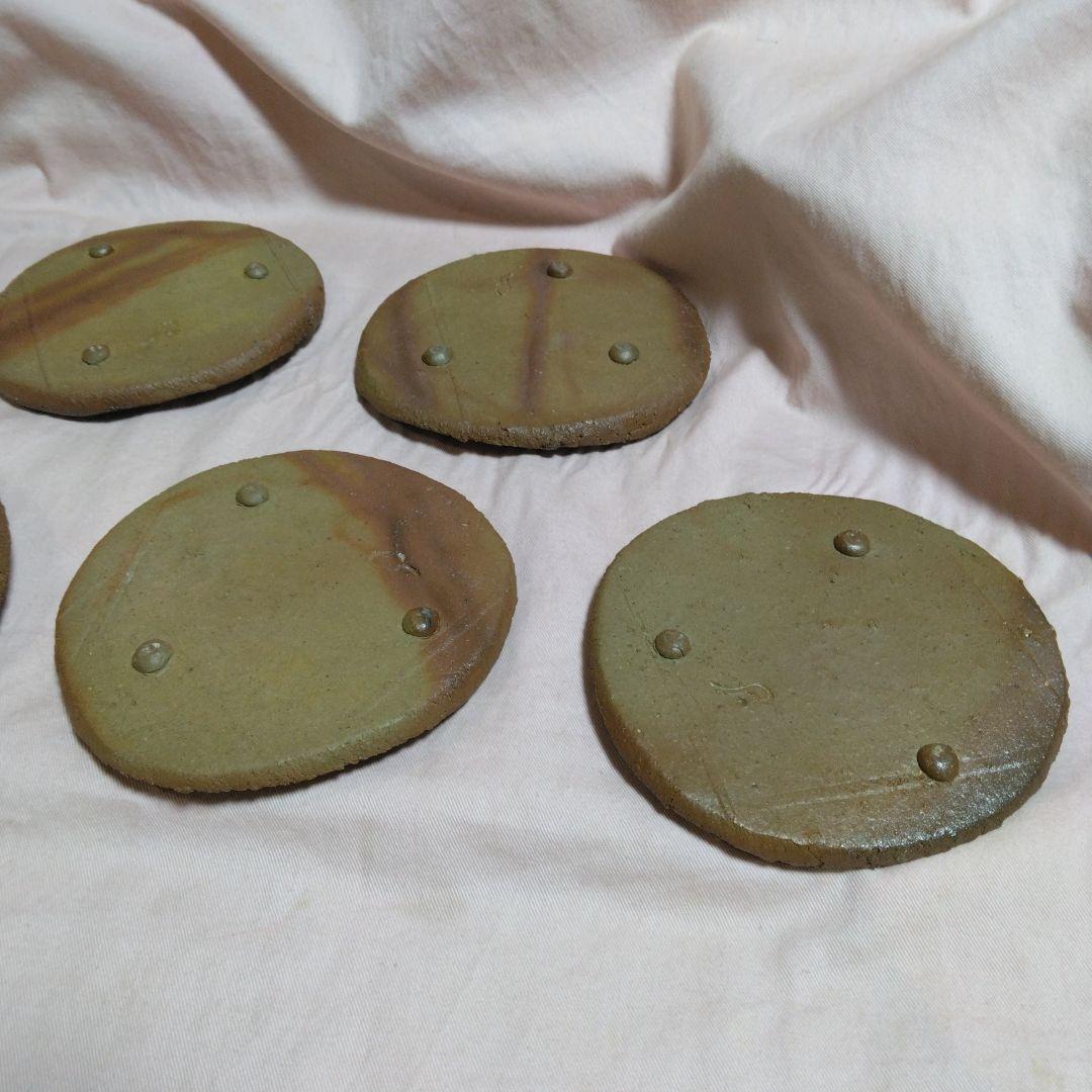 備前焼　松嶋勉　組皿揃　三つ脚