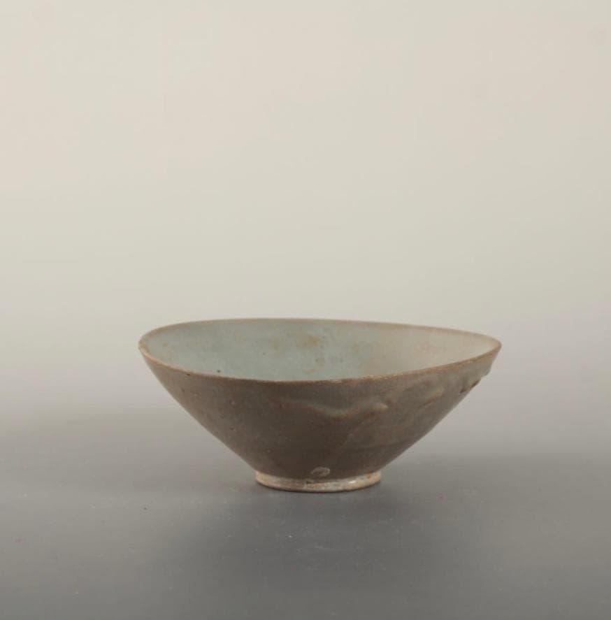 青灰色 円錐型 陶器高麗青磁 茶碗 古美術