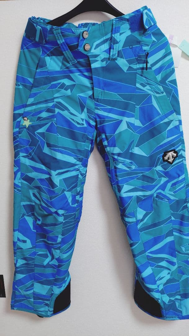 DESCENTE グリーン/ブルー スキーウェア/パンツセット ユニセックス S