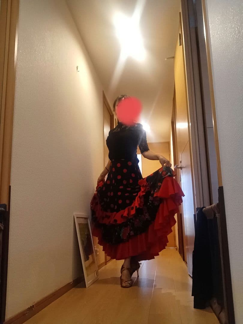 社交ダンス用黒赤フリルドレス　パソ用に