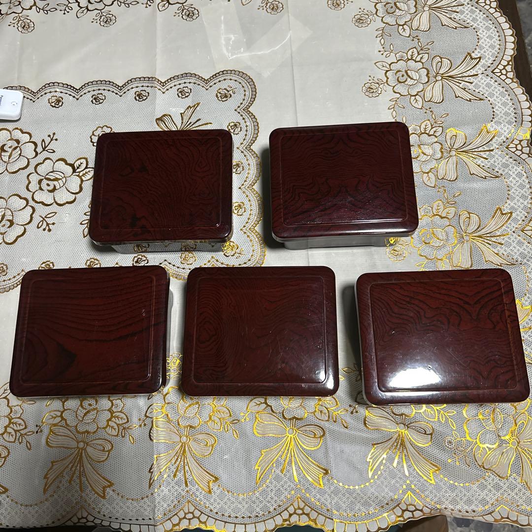 漆器重箱 5個セット 深い赤色
