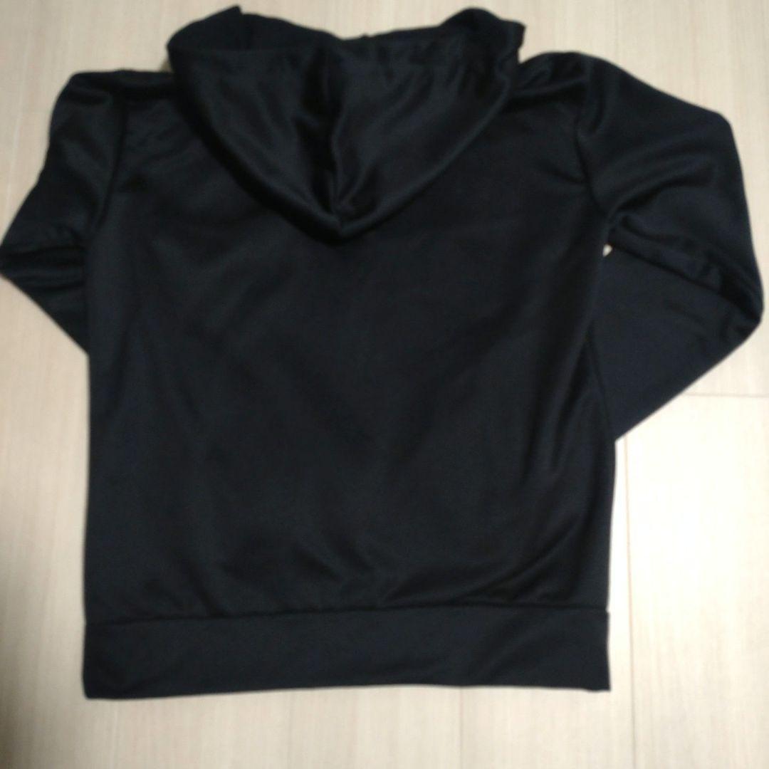 アディダス　フルジップパーカー　ブラック　トレフォイルマーク　内側フリース