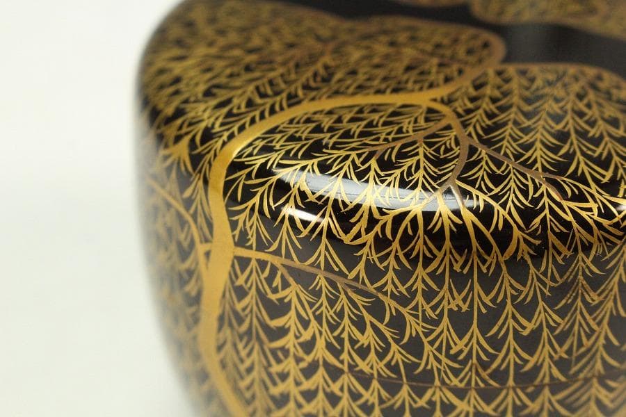 茶道具 時代 柳蒔絵 平棗(K-A650)