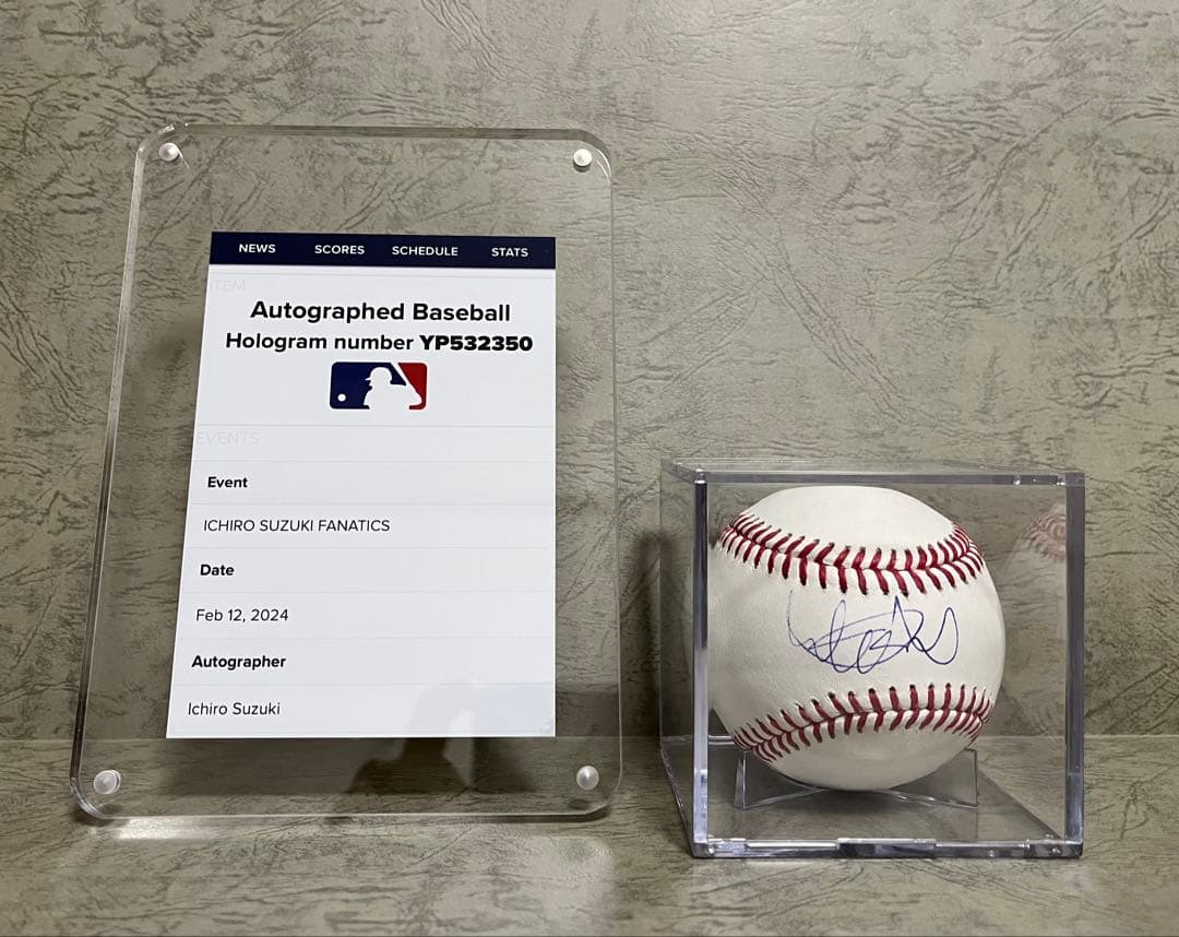 イチロー選手　ＭＬＢ殿堂入記念　直筆サイン入りボール（topps製カード１枚付）