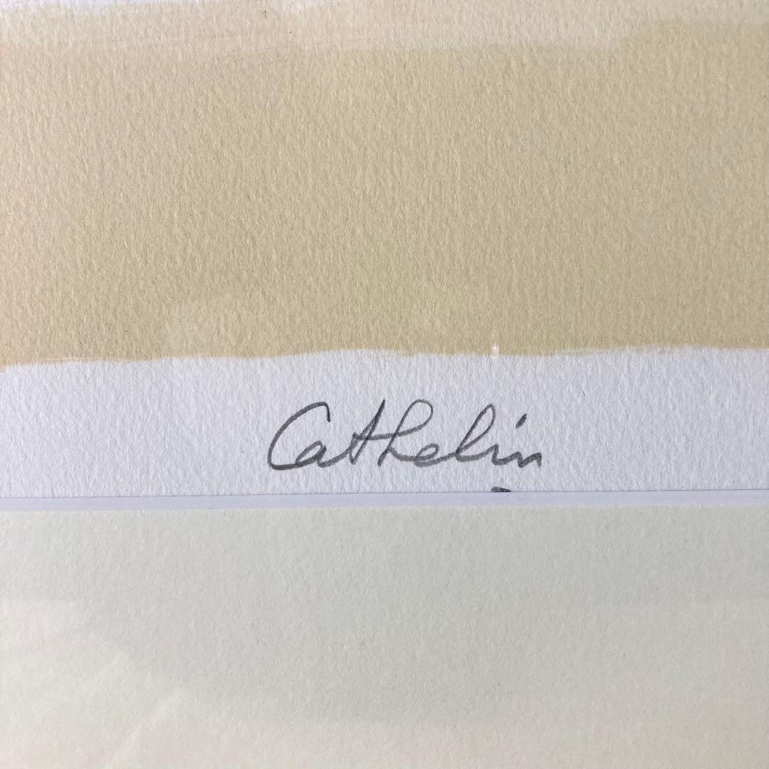 【真作】ベルナール・カトラン「白いシクラメン」リトグラフ 直筆サイン 版画 絵画