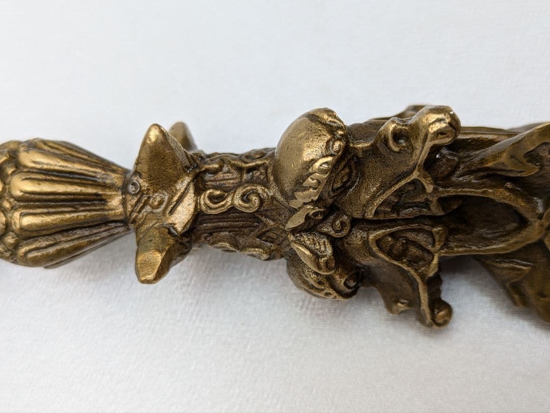 ☆b393、真鍮 プルパ（3面憤怒尊）ブラス 密教法具 チベット 金剛杵