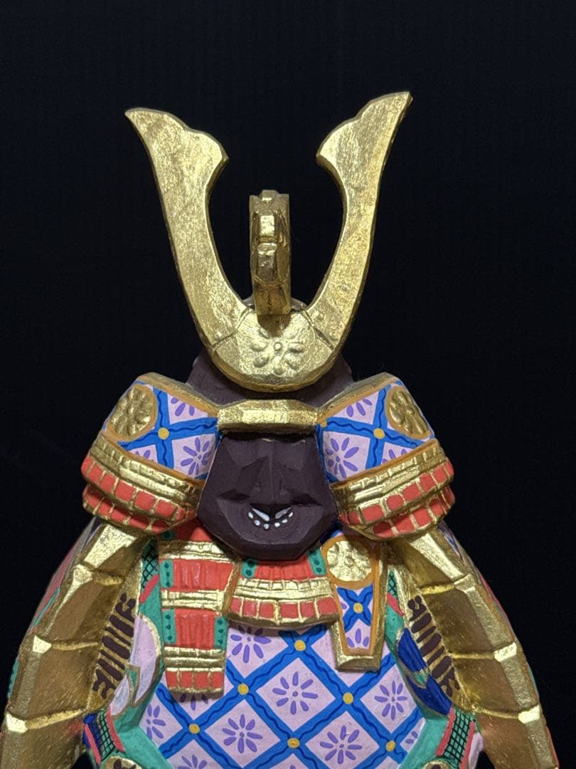 奈良 一刀彫 名人 清水古俊 造 具足 鎧 置物 桐共箱付