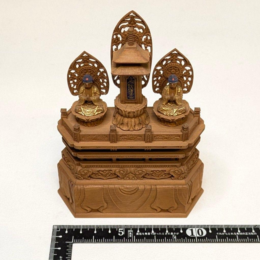 【セール・新品】 日蓮聖人　三宝尊　金泥　上彫り　総高さ約14.5㎝　日蓮