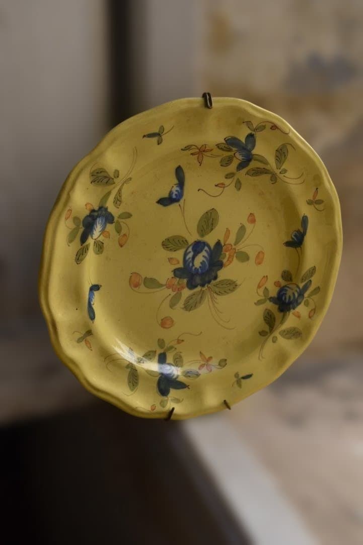 超美品　南フランス19-20世紀　 黄釉輪花平皿 伊丹十三の台所