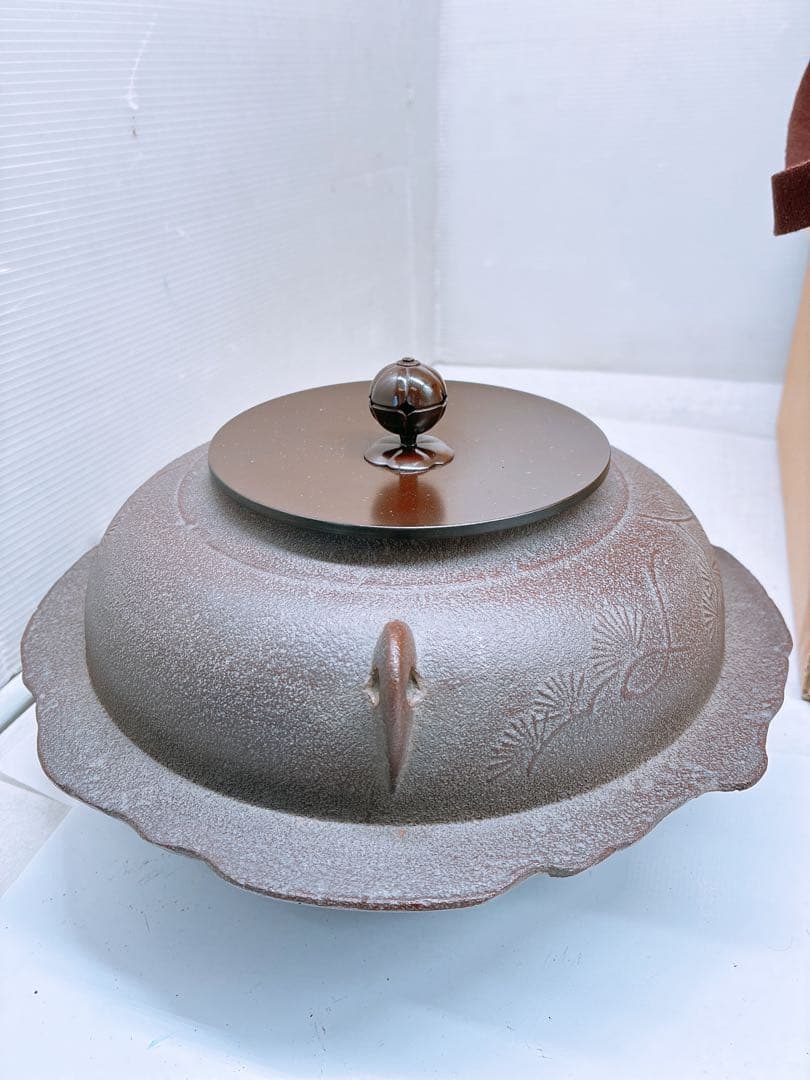 御*彦様 浜松地紋付平丸羽付 釜師 高橋敬典 置炉釜★茶釜 おきろがま 木箱入り