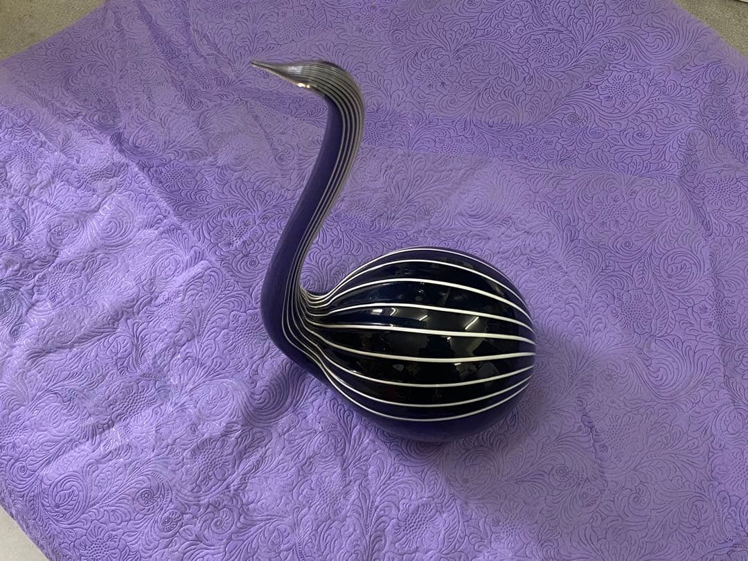 リヴィオ・セグーゾ作　ムラーノガラス　「ブラックスワン」　イタリア　1980年代