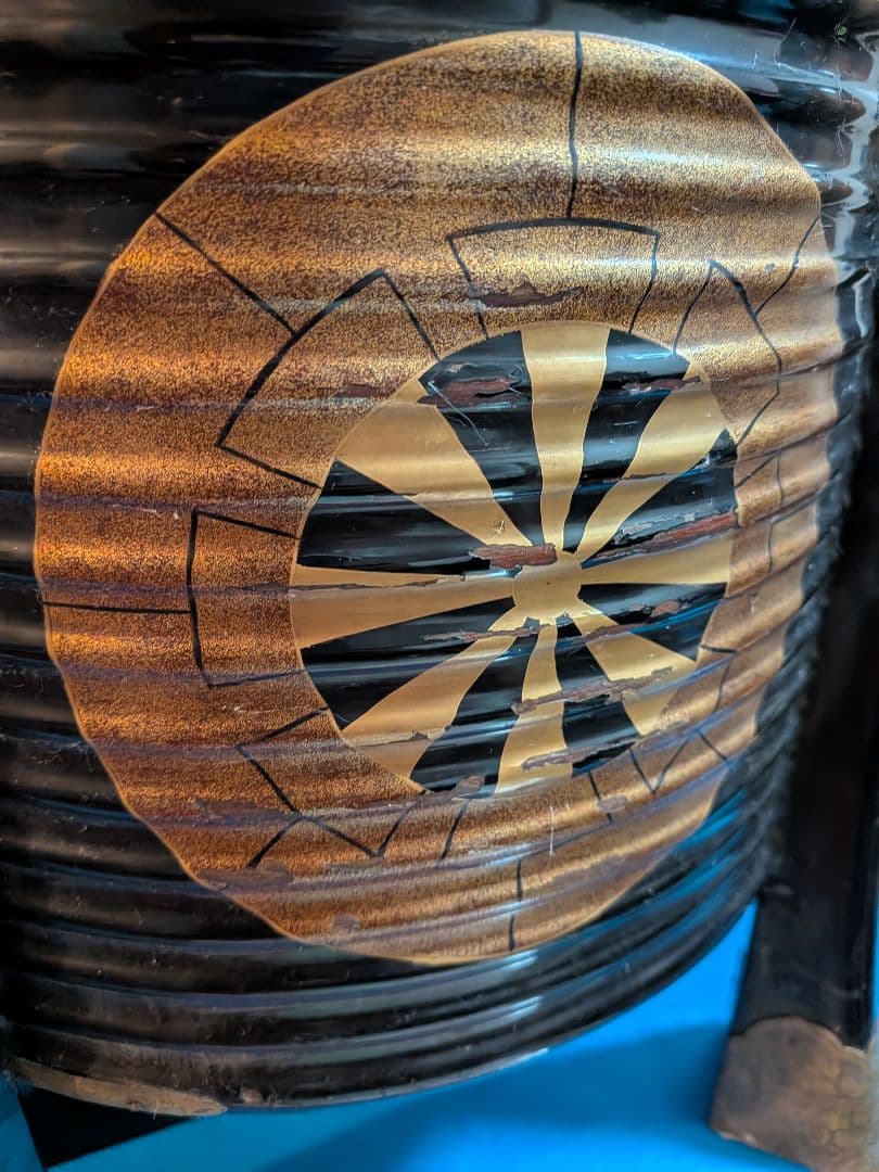 江戸時代大名道具黒漆塗り源氏車金御家紋入公家大名上級武家所用行器（ほかい）難有品