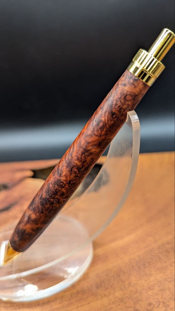 582超極上　本花梨　瘤杢　木軸シャーペン　ボールペン　サポニンあり