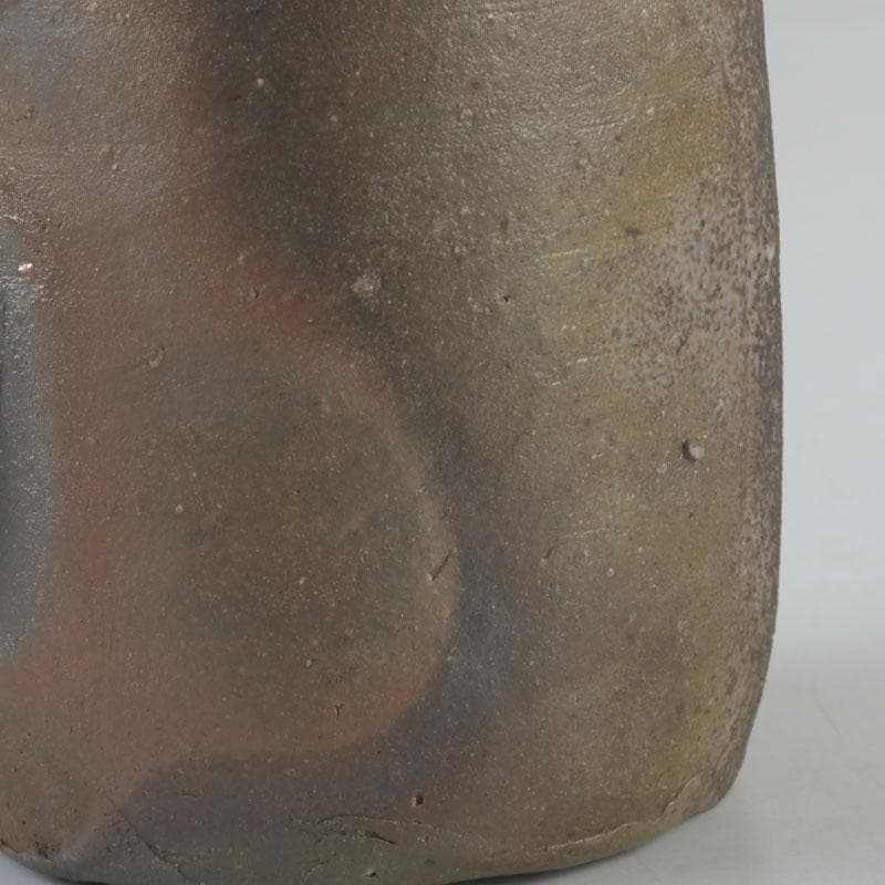 茶道具　備前焼　伊勢崎紳作　肩衝茶入　仕覆二点付　共箱　C　9774