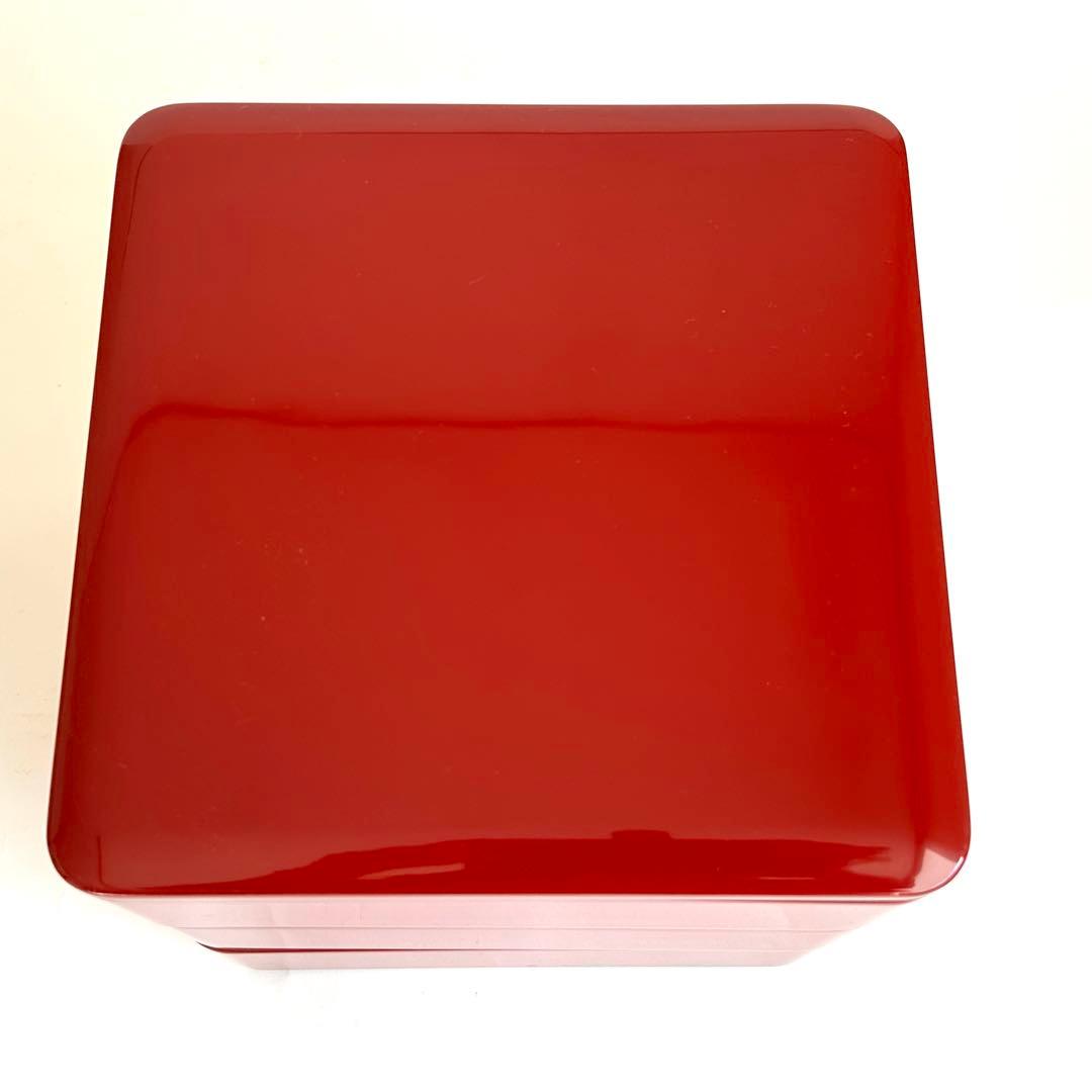 【美品】漆器 木製 漆塗り 重箱 三段重箱 三段重 お重 赤 日本製 モダン