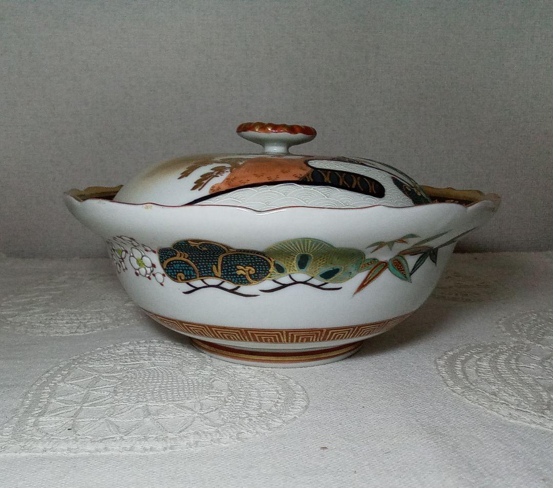 ◆アンティーク　九谷焼　蓋付き椀　◆一点のみ