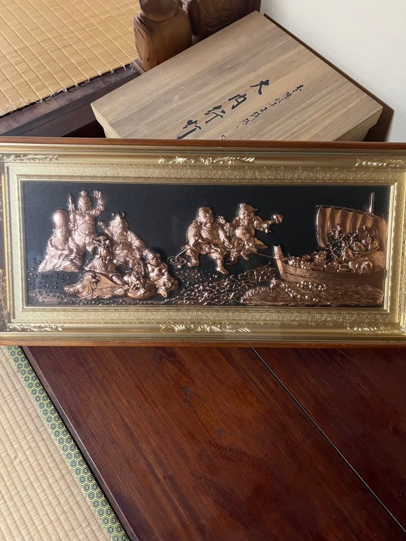 銅製浮彫り彫刻 七福神