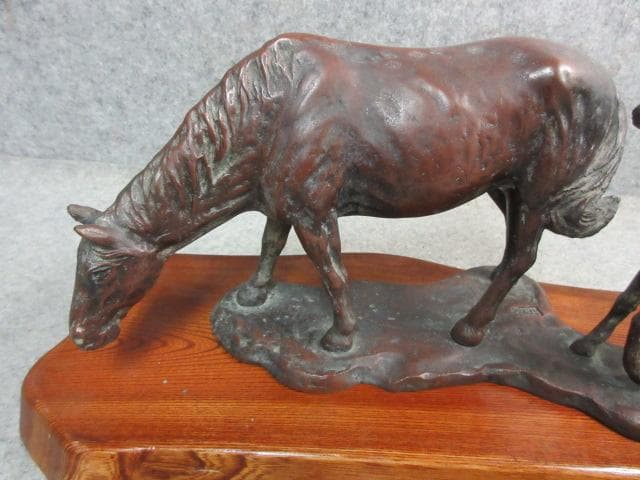 銅製 置物 [B23356] 馬の親子 在銘 インテリア オブジェ
