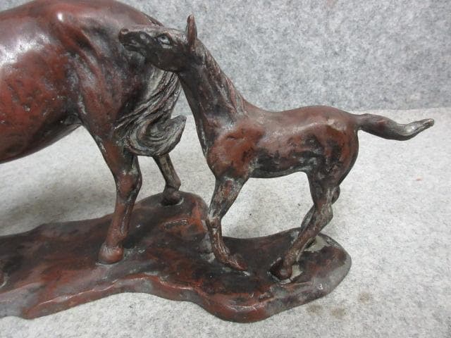 銅製 置物 [B23356] 馬の親子 在銘 インテリア オブジェ