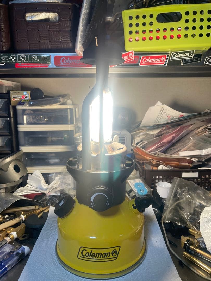 かかし コールマンランタン　ノーススター　カスタマイズ　イエロー