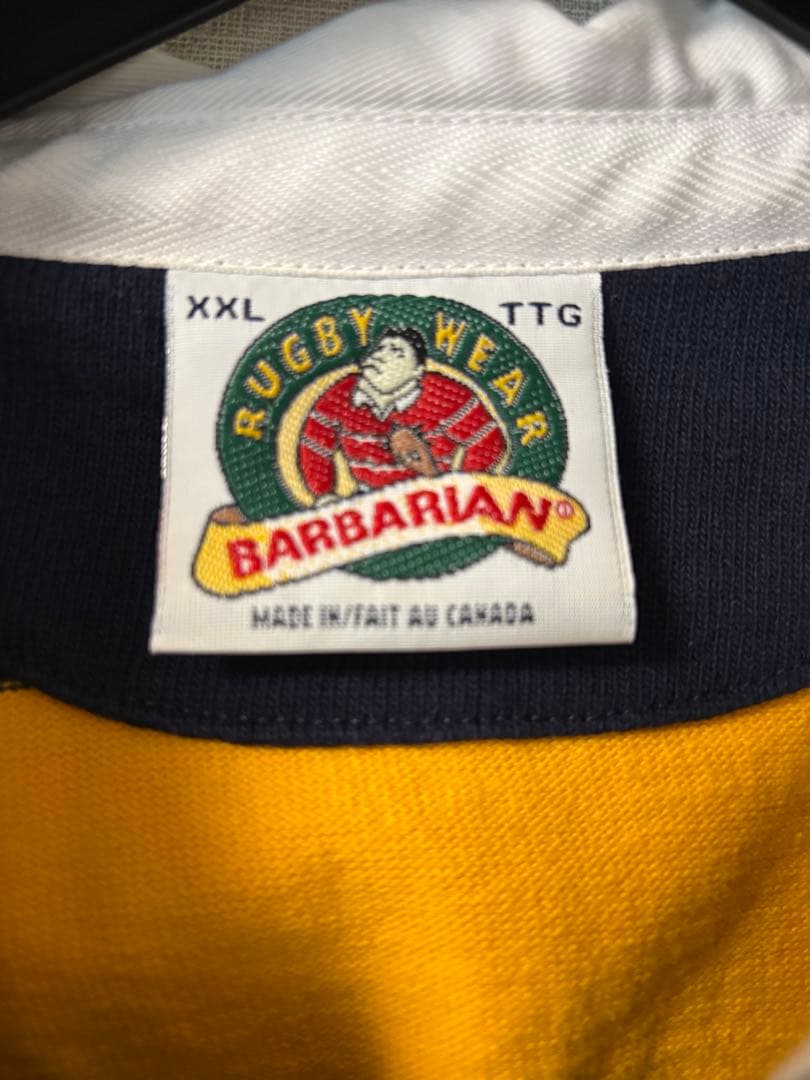 バーバリアン　BARBARIAN ラガーシャツ　イエロー　ネイビー　XXL