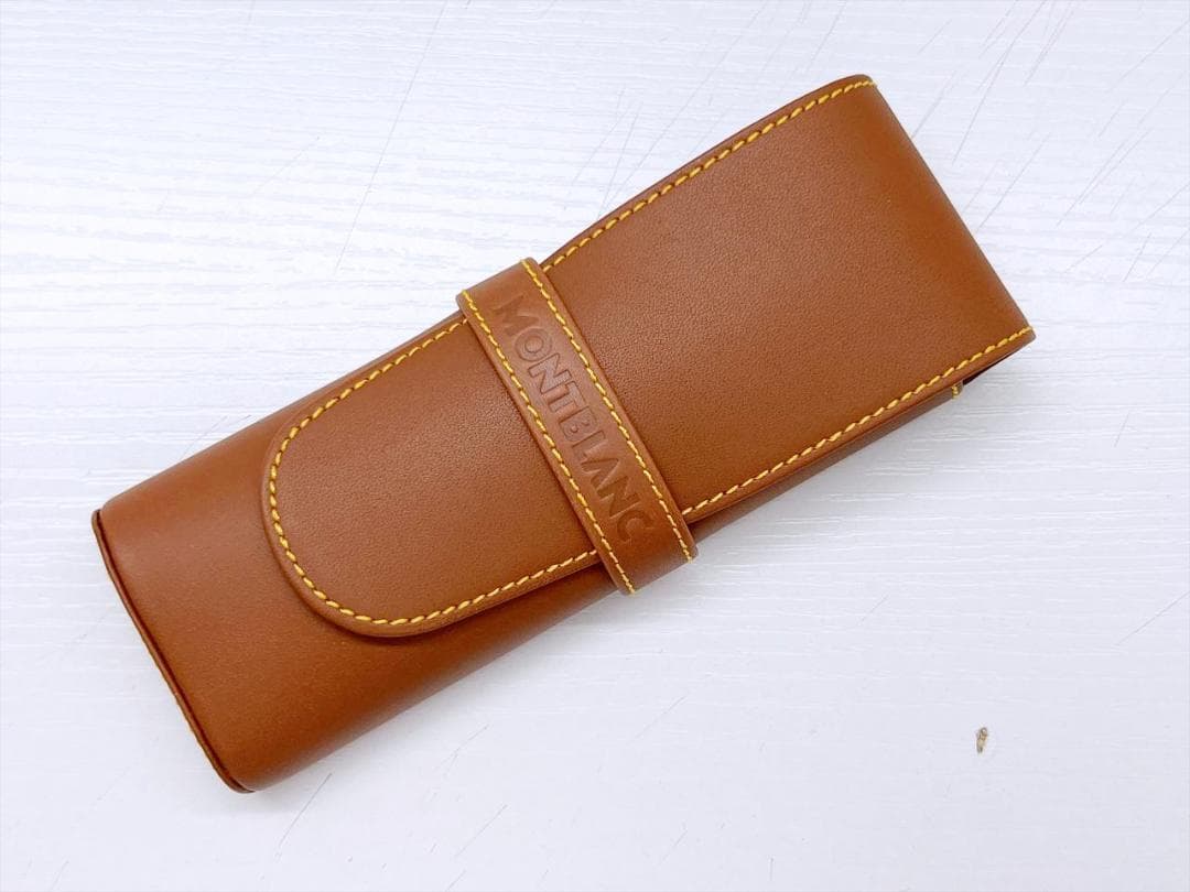未使用　モンブラン　ロゴ　ペンケース　２本差し　ブラウン　レザー　3119579