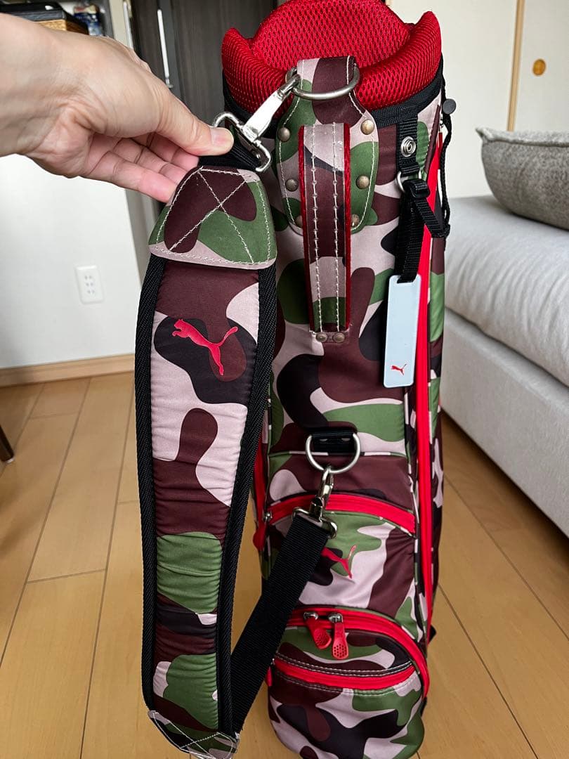 良品PUMA プーマ キャディバッグ 人気の迷彩 カモフラ柄 ゴルフバック　軽量