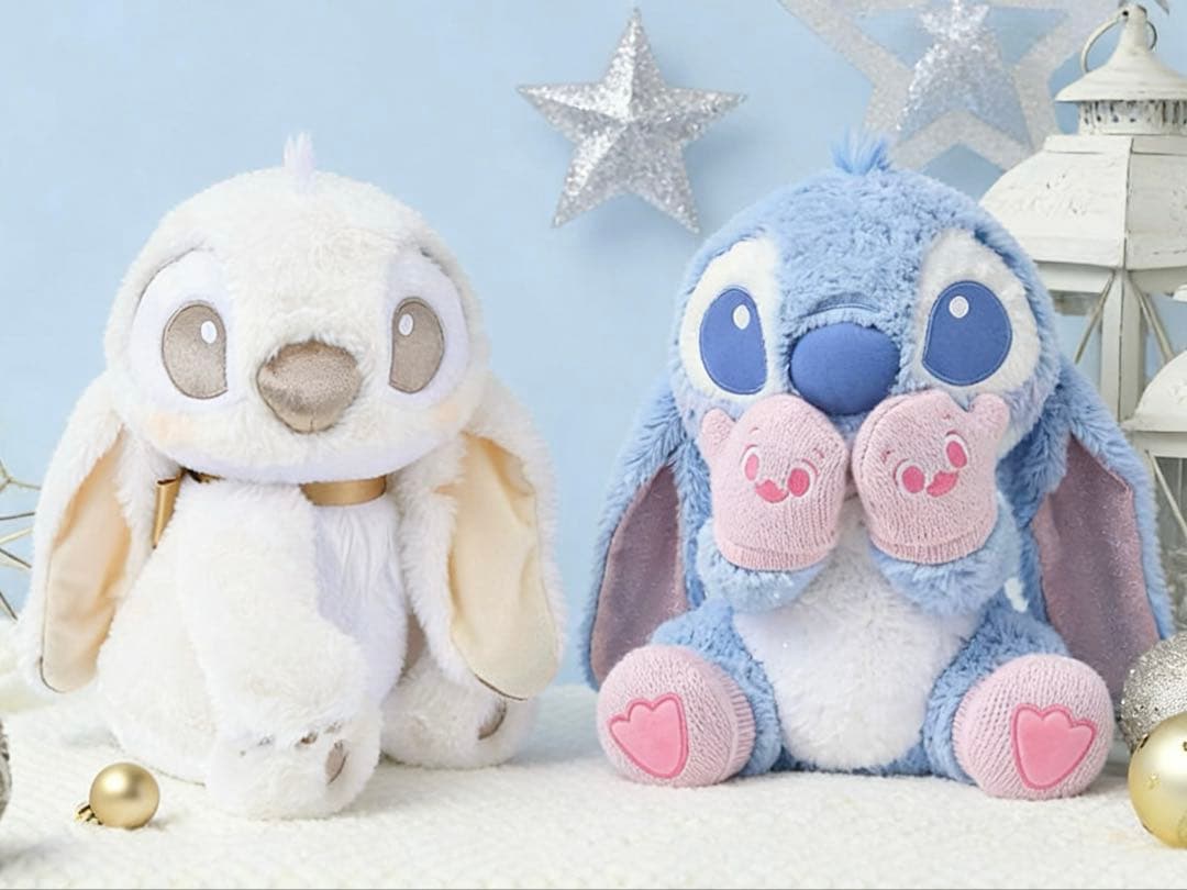 スティッチ ピンク×ブルー　スティッチ ぬいぐるみ Winter White