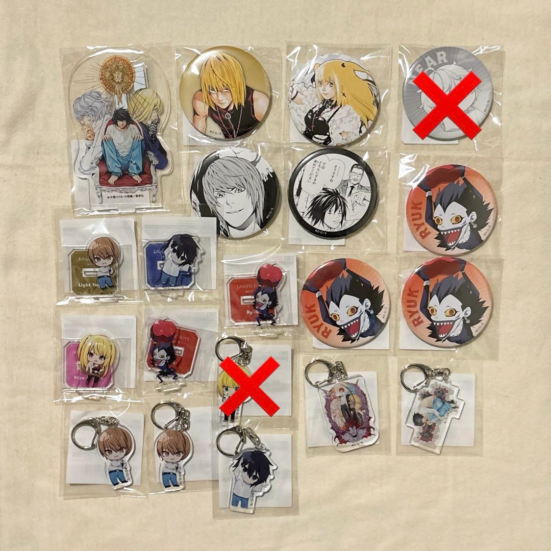 デスノート　くじ引き堂　月　ミサ　L メロ　キーホルダー　缶バッジ　アクスタ