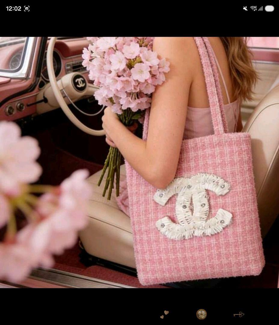 CHANEL（シャネル）ノベルティ ツイード トートバッグ（ピンク）