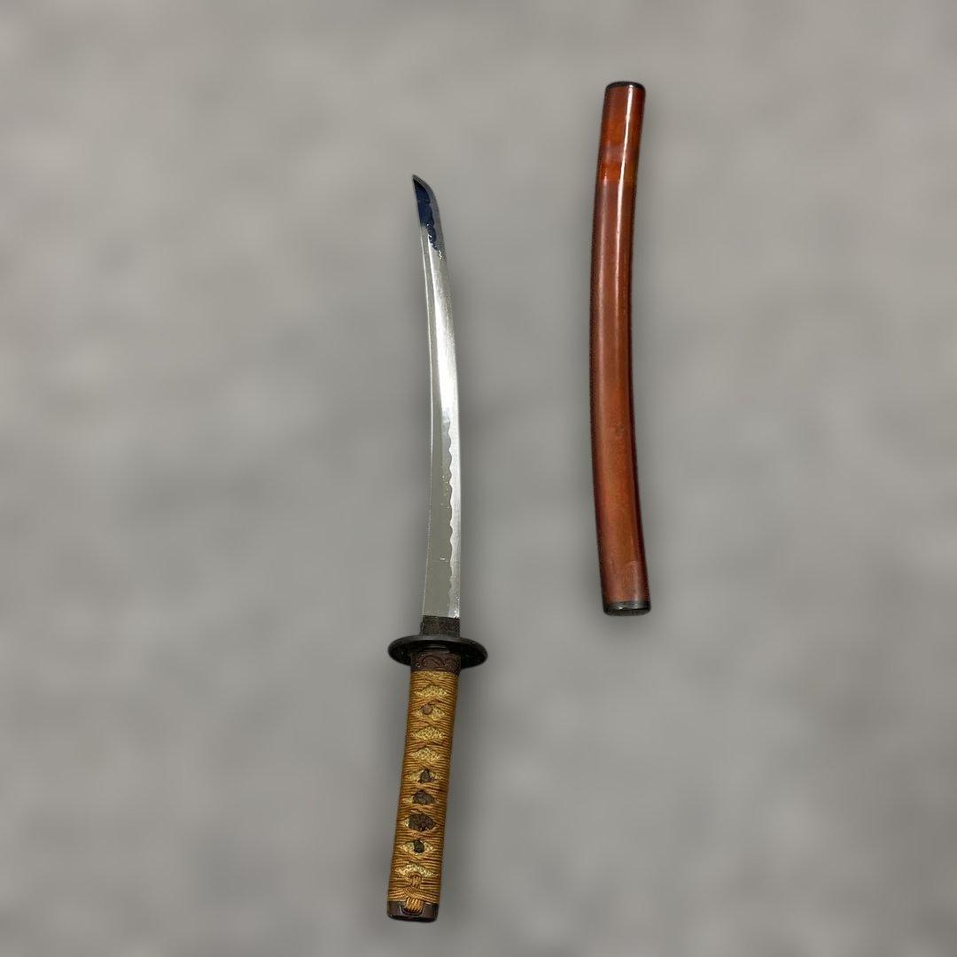 未開刃，模造刀、白鞘 刀 剣 長尺模造刀 反りのある刀 約65cm 茶色の鞘