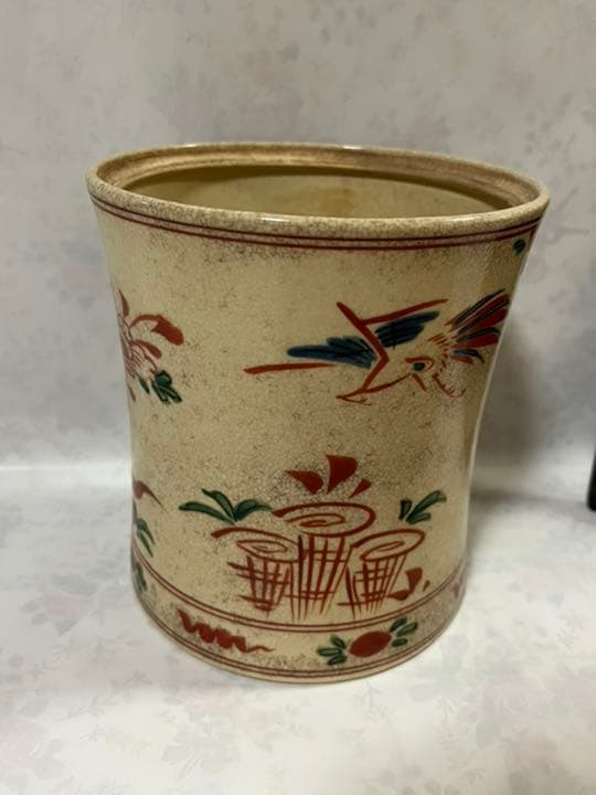 野々村仁清作　呉須赤絵水指　茶道具