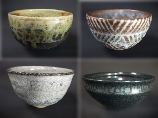 茶棚 抹茶茶碗 12個 収納箱 漆器 唐津 天目茶碗他１２点