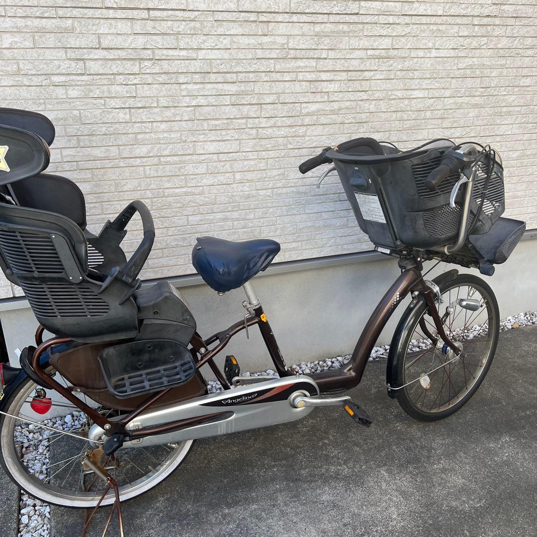 非電動　￼自転車、ママチャリ　チャイルドシート付き ブラウン　直接引き取り限定