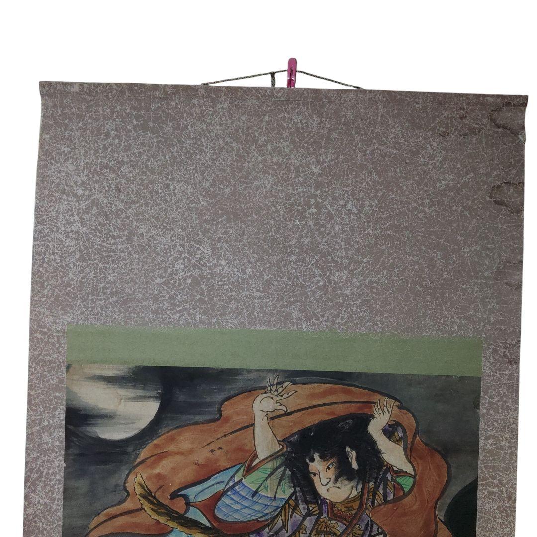 紙本　無落款　弁慶と牛若丸　掛軸