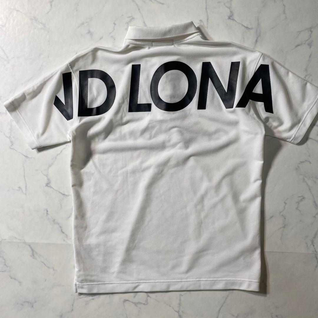 【極美品】マークアンドロナ　ポロシャツ　ビッグロゴ　プリント　鹿の子　サイズ46