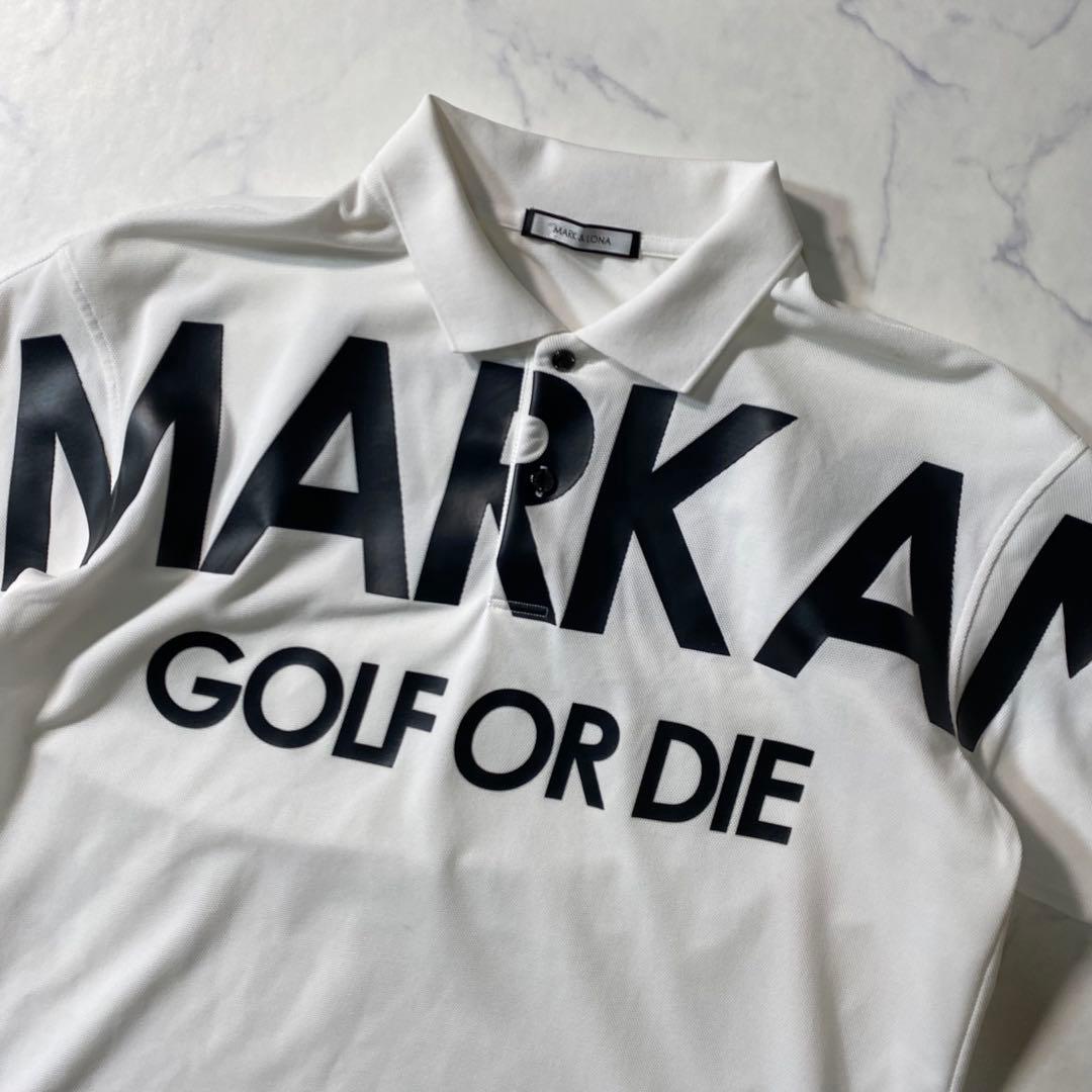 【極美品】マークアンドロナ　ポロシャツ　ビッグロゴ　プリント　鹿の子　サイズ46