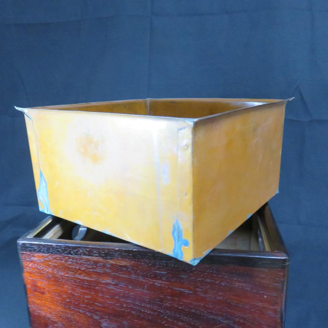 角火鉢 欅 けやき 銅 銅取っ手 茶道具 手あぶり