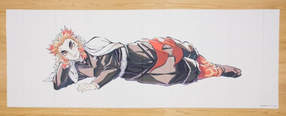 鬼滅の刃柱稽古　寝そべりイラスト布ポスター煉獄杏寿郞